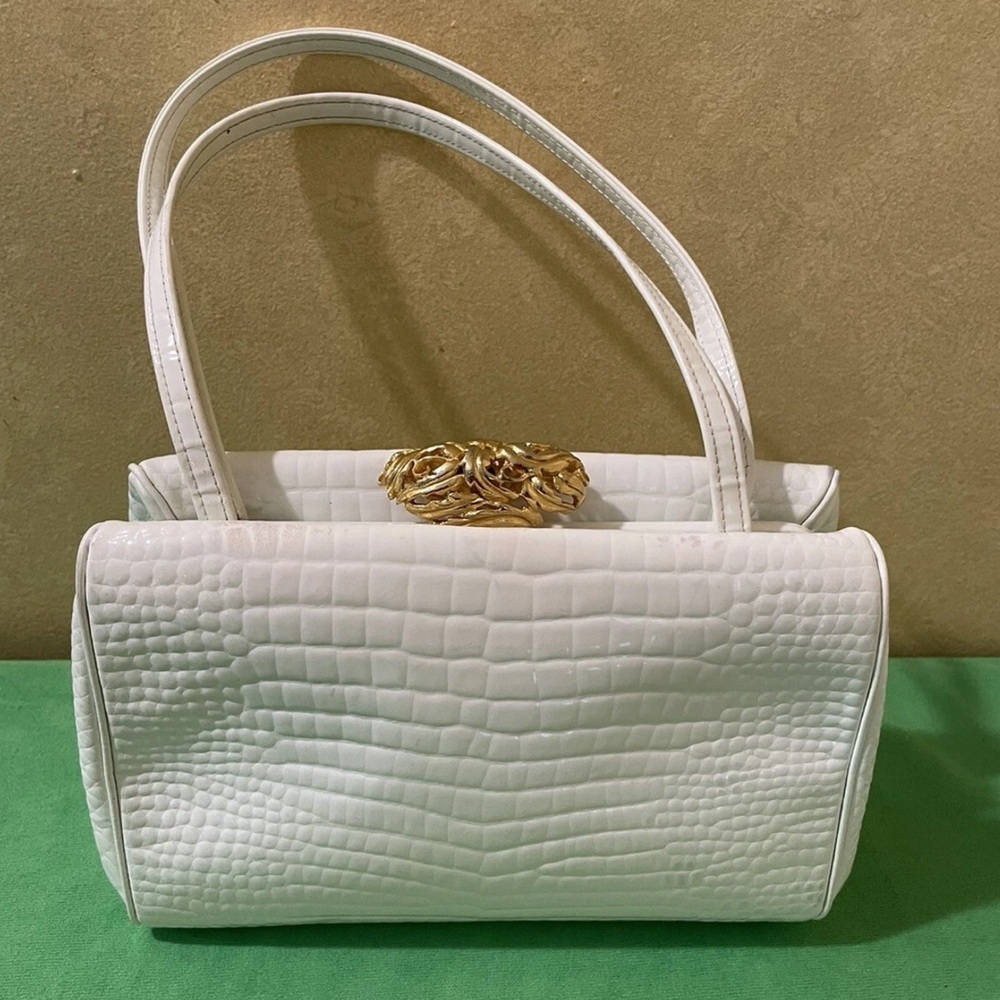 Vintage Morris Moskowitz Crocodile-Embossed Leather Handbag